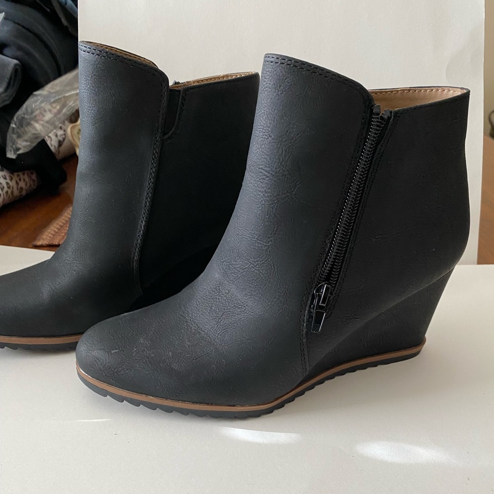 Soul by Naturalizer Hudson zip up booties, black, sz 7.5